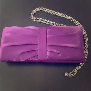 Purple clutch with silver chain